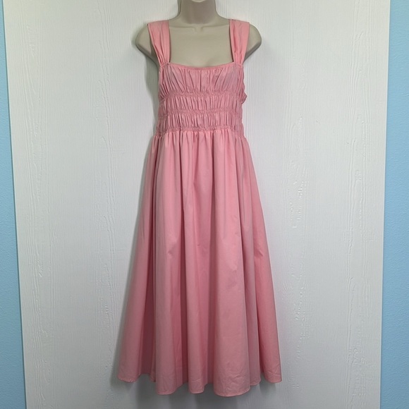 Nanette Lepore - Gypsy Rose Ruched Detailing Bodice Wide Straps Midi Dress SZ 14 - Picture 3 of 13